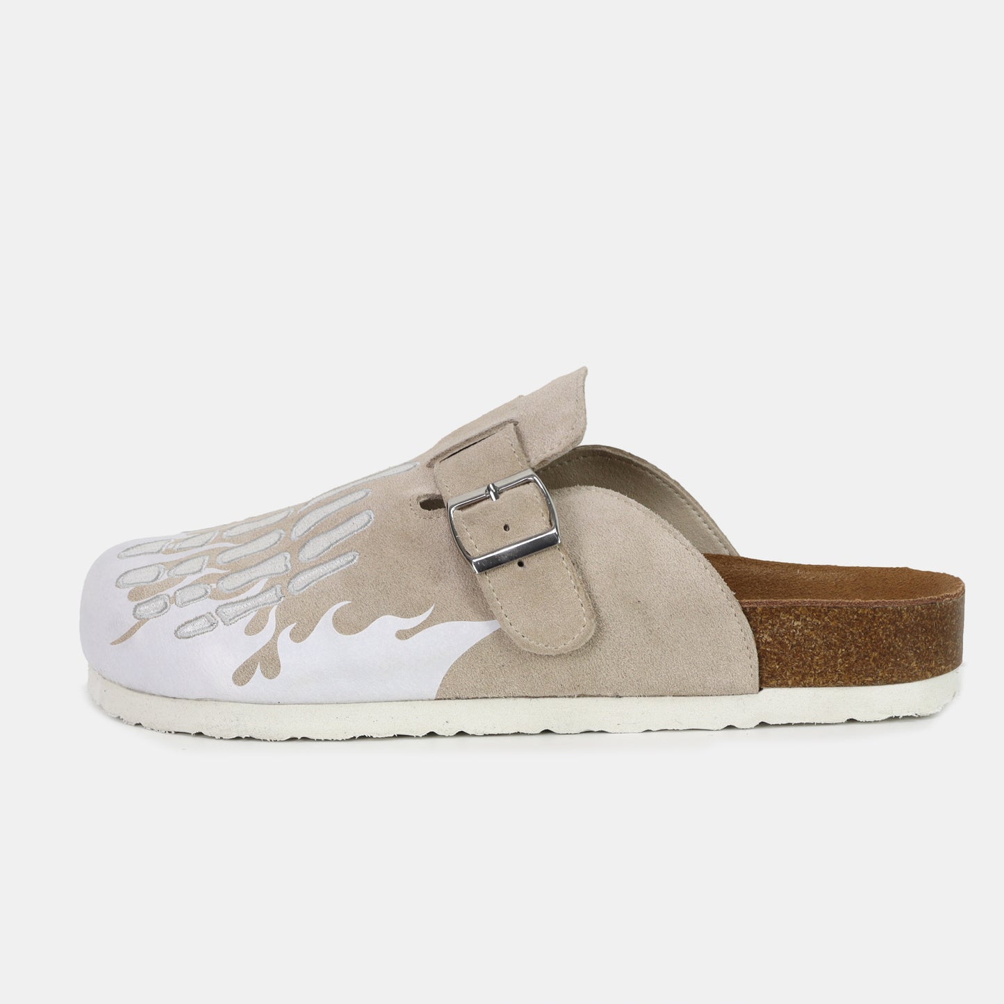 Creme Flame Skeleton Clogs