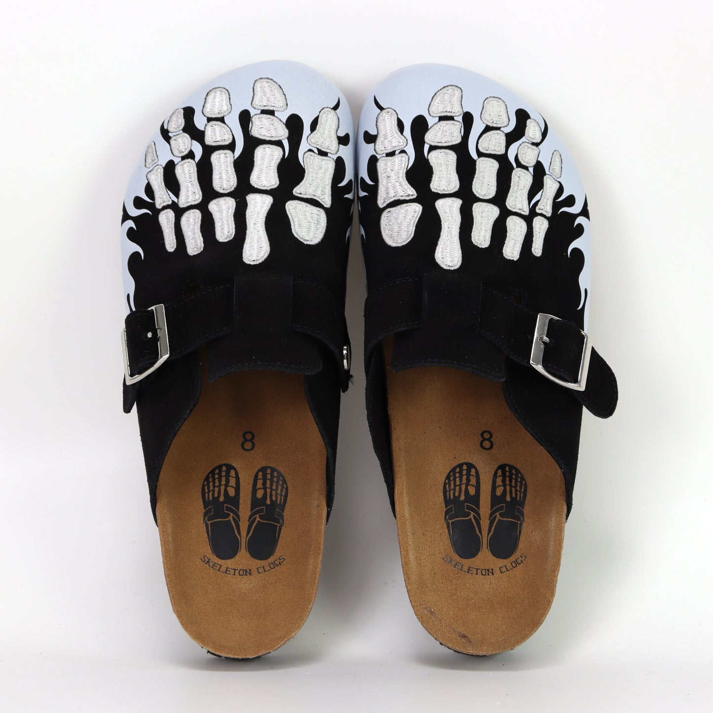 Black Flame Skeleton Clogs