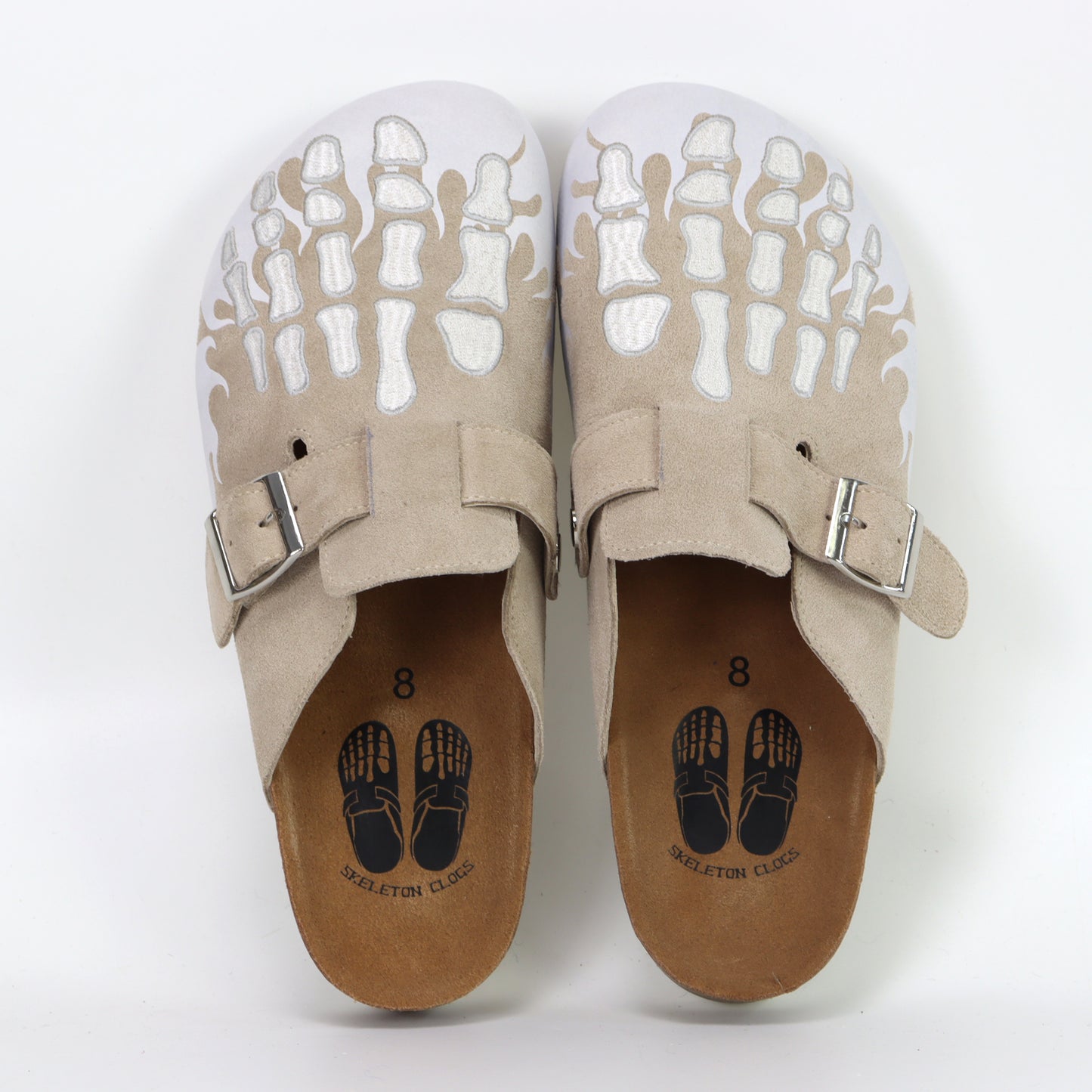 Creme Flame Skeleton Clogs