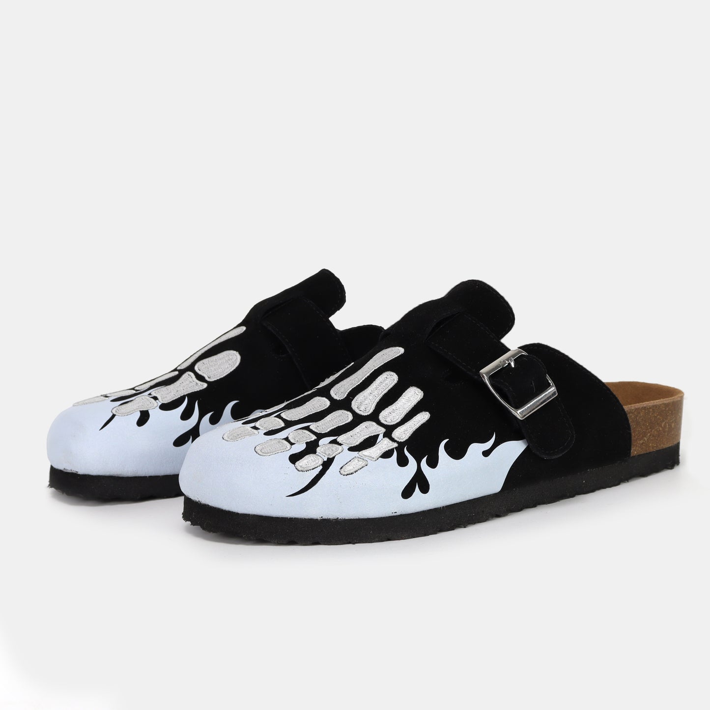 Black Flame Skeleton Clogs