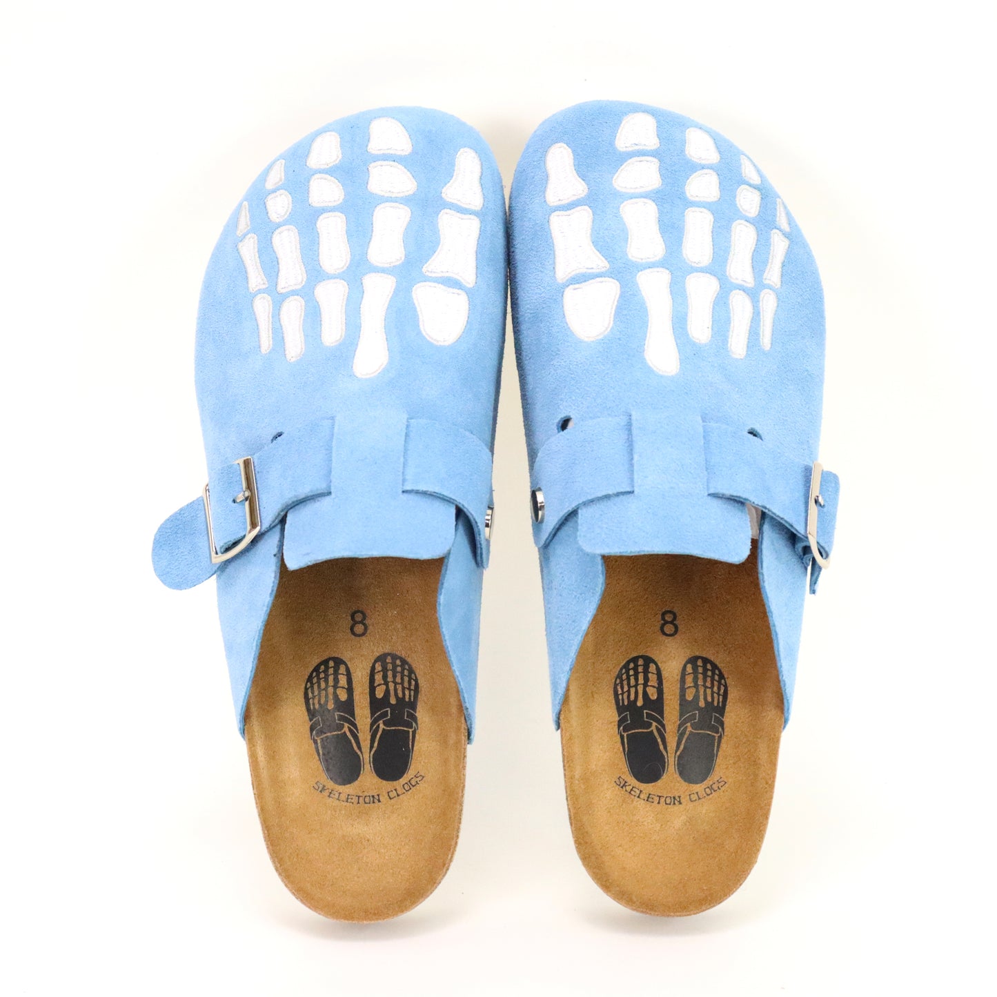 Baby Blue Skeleton Clogs