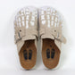 Creme Flame Skeleton Clogs