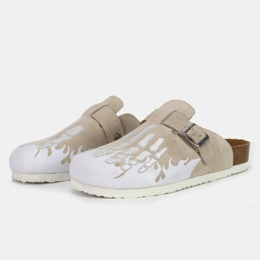 Creme Flame Skeleton Clogs