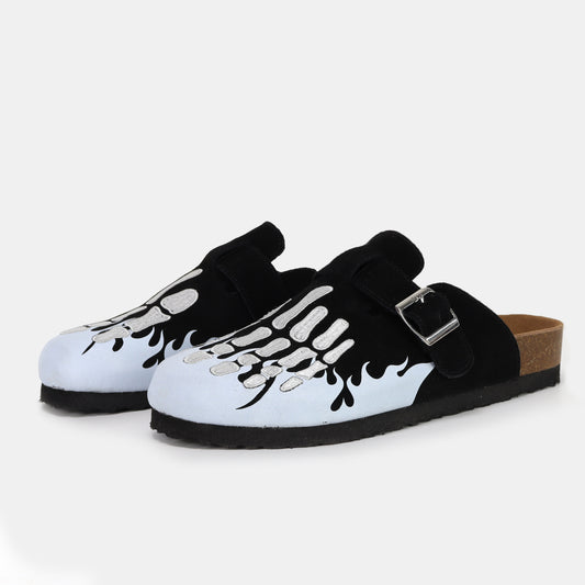 Black Flame Skeleton Clogs