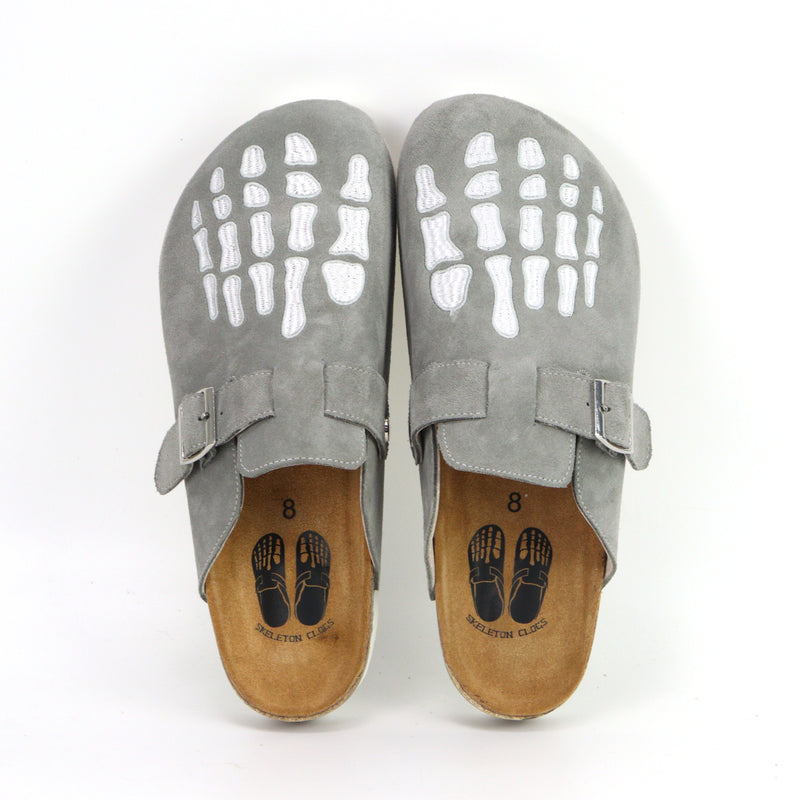 Grey/White Skeleton Clogs