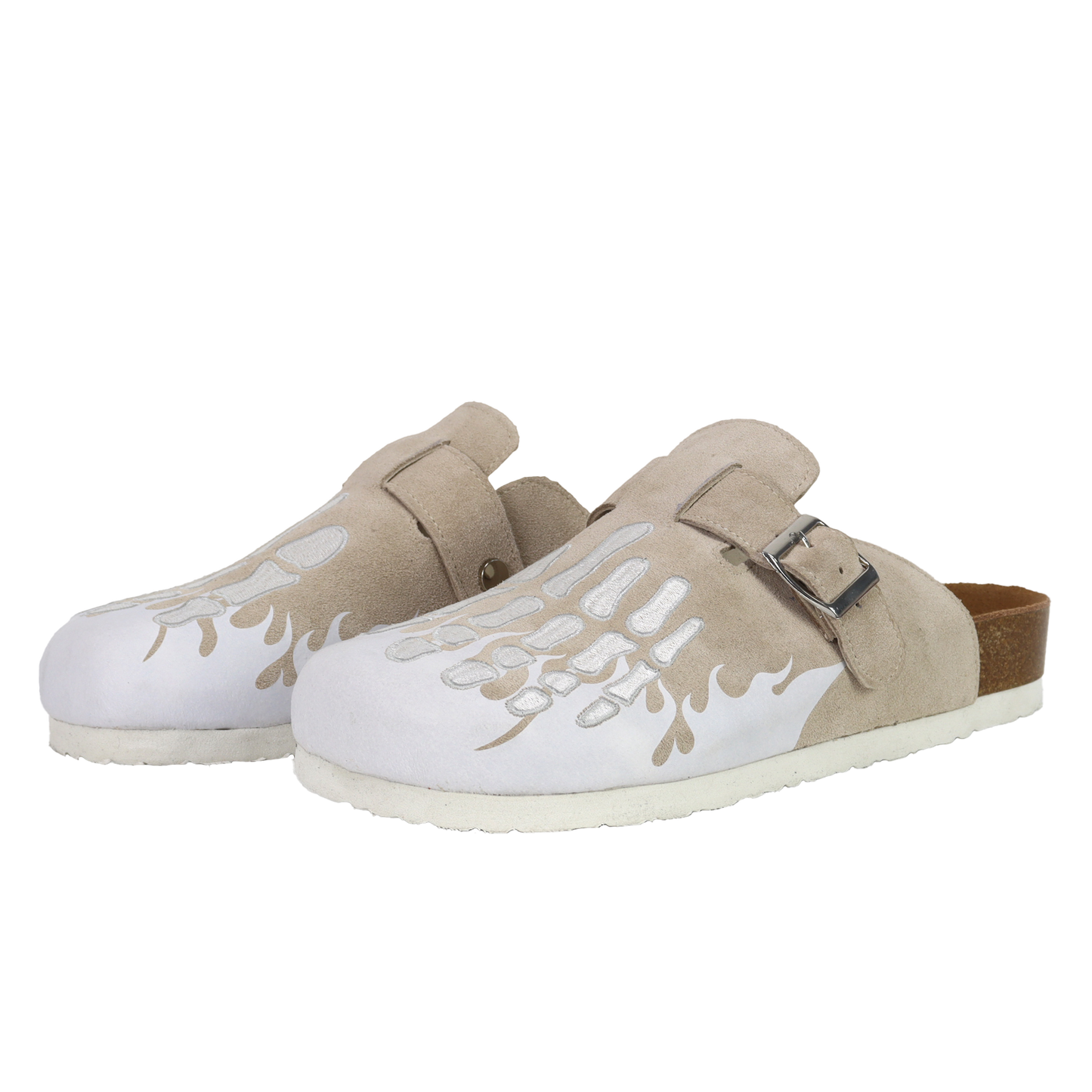 Creme Flame Skeleton Clogs