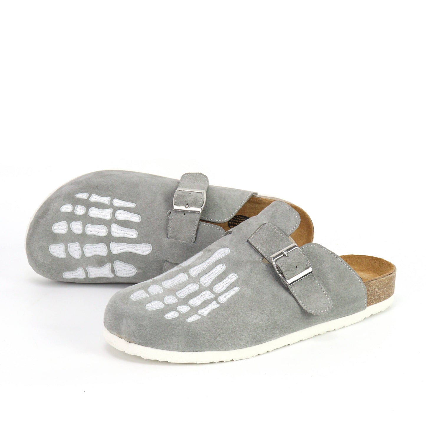 Grey/White Skeleton Clogs